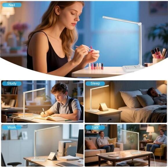 LED Desk Lamp Dimmable Table Light with USB Port 5 Modes Touch Control for Offic - Picture 5 of 7
